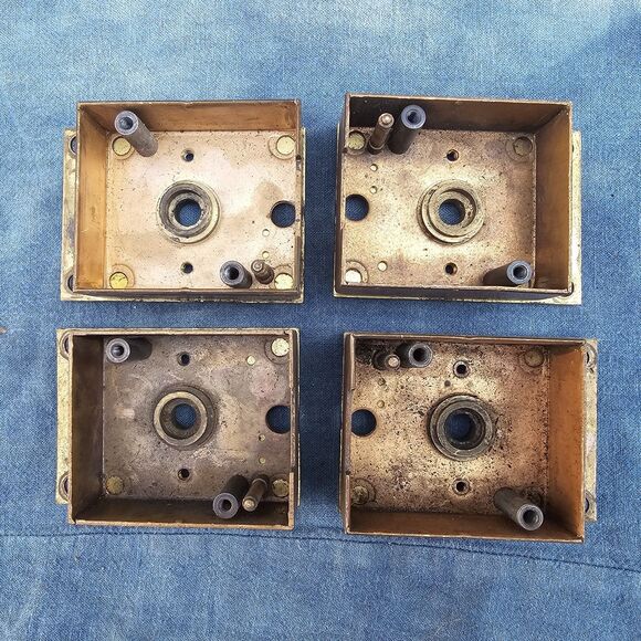 Vintage Mosler Brass Combination Dial & Lock Body/Housings (Lot of 4+1) - Picture 7 of 15